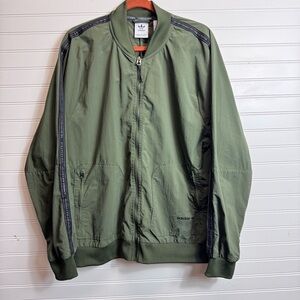 Adidas Originals Jacket Bomber Glanz Army Green Tape Logo Large (Rare)
